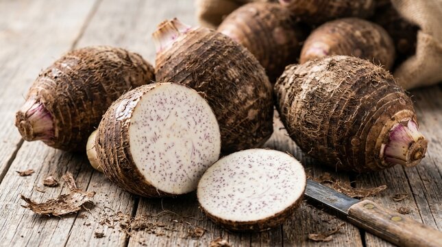 Fresh taro roots