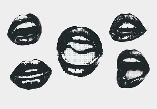 Halftone Grunge Aesthetic Graphic Icons Set
