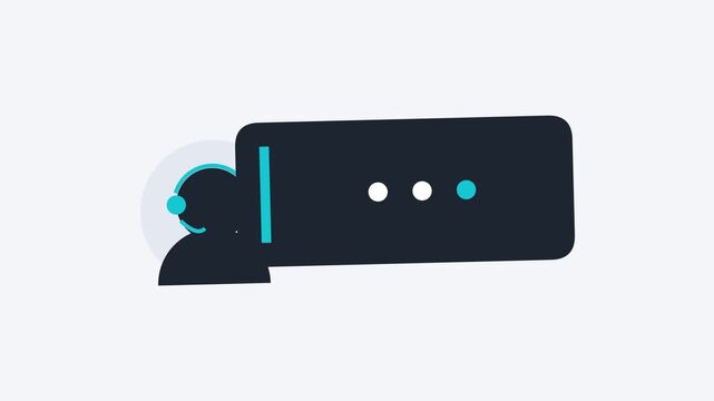 Customer service representative with speech bubble communication icon representing live support chat and digital messaging assistance