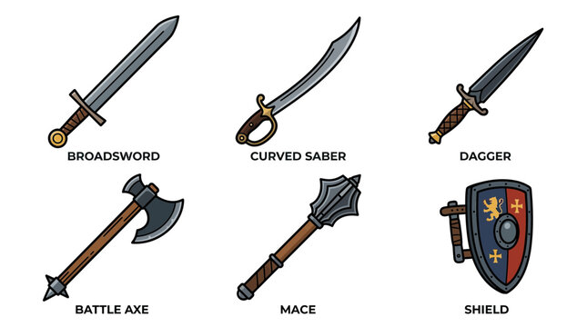 Medieval Weapons Collection Isolated