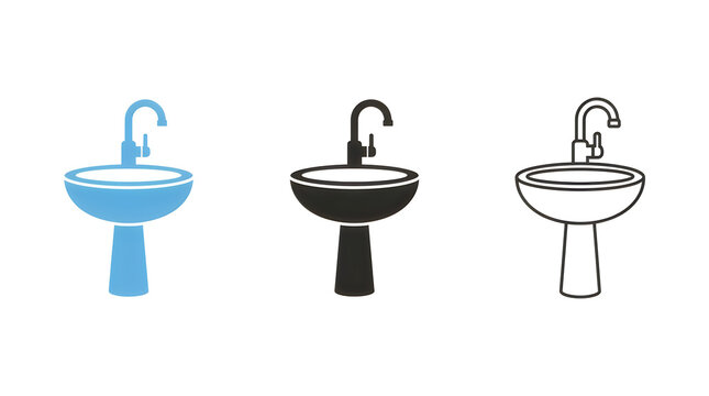 Three modern pedestal sink designs with faucets