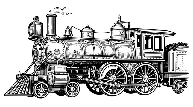 Vintage Steam Locomotive Isolated