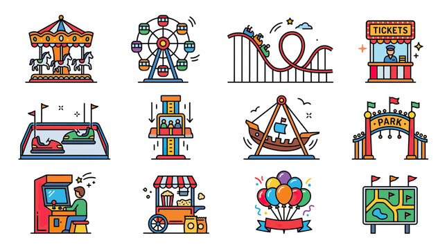Amusement Park Icons Collection