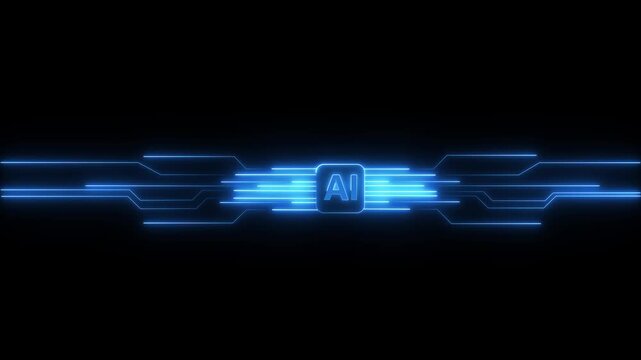 Flying inside a circuit board. Blue electrons moving through it. Loop able. Futuristic background. Network connections.motion graphic concept animation.