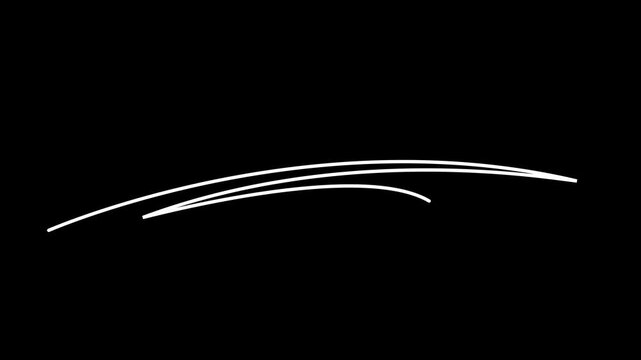 Set of self drawing text highlight underline stroke animations with on black background.