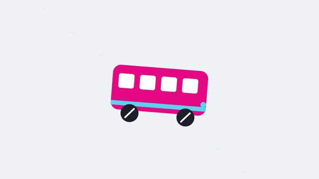 Three Pink Cartoon Buses Aligned