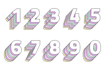 Layered number set png pastel stylized typography © Rawpixel.com