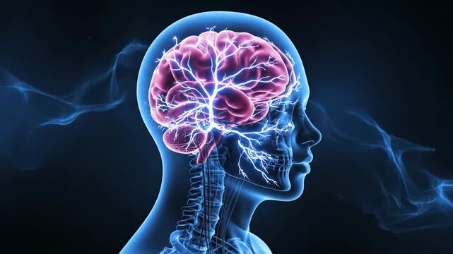 Neural Brain Imaging Animation Demonstrates Mind Activity.