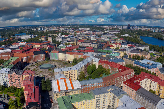 Aerial Drone View of Helsinki, Finland
