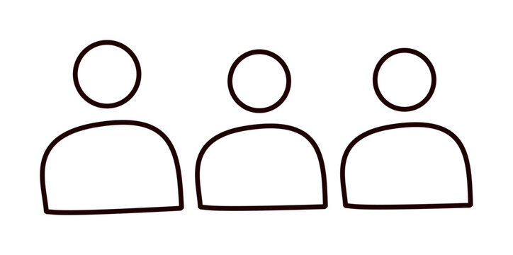 Three outline people avatars representing team group or audience