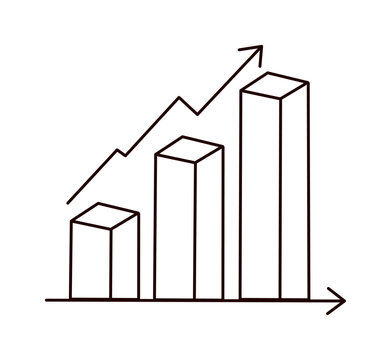 Three dimensional bar chart showing steady upward business growth