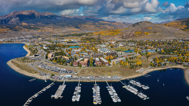 Aerial View of Dillion, Colorado in Autumn