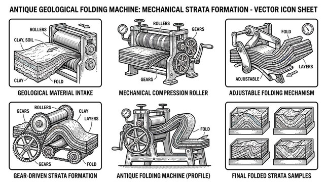 Antique Geological Folding Machine Illustration