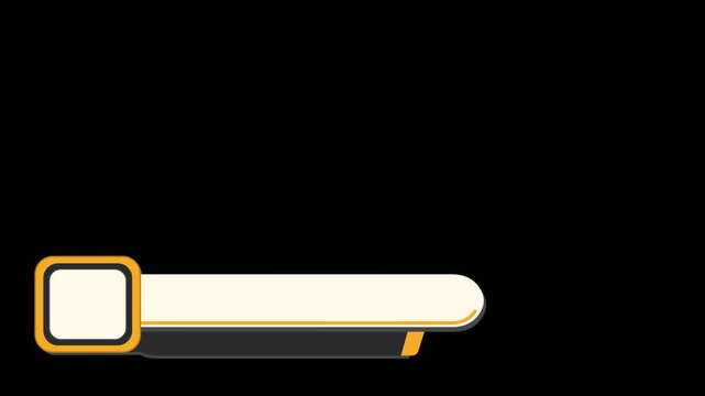 Amber lower third with rounded left badge and dark rail