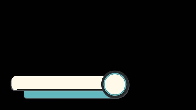 Aqua lower third with rounded right badge and dark rail