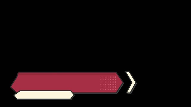 Burgundy bracket lower third with cream subtitle plate
