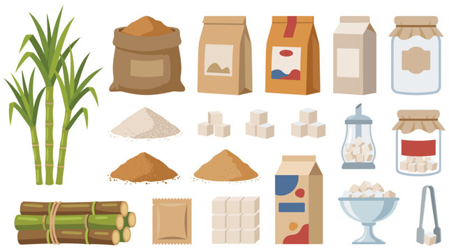Sugarcane products and processed sugar forms for food and drinks.