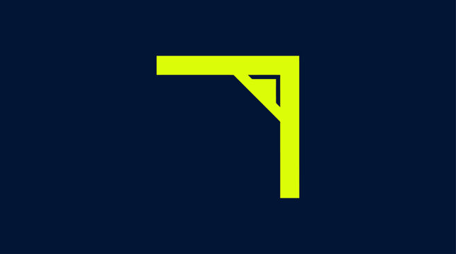 Minimalist Bright Yellow Geometric Corner Icon on Dark Blue Background