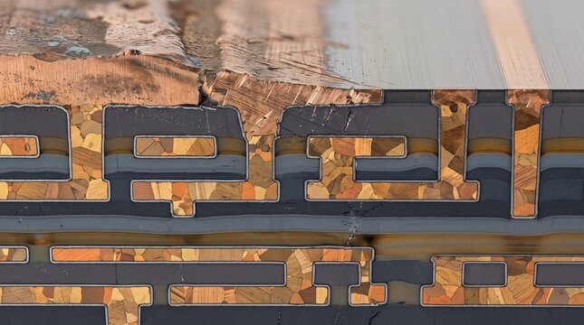 Cross Section of Multilayer Copper Interconnect Structure in Semiconductor Device