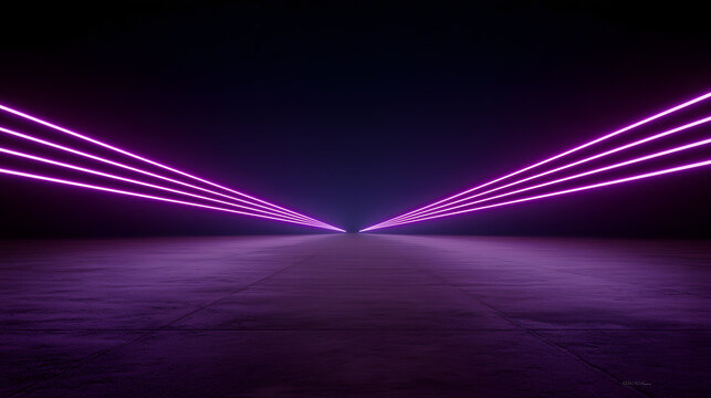 Futuristic technology creates stunning visual with vibrant pink lasers illuminating dark space
