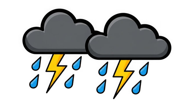 Dark clouds with lightning and rain illustration