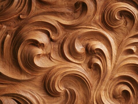 Intricate carved wooden dragon pattern closeup