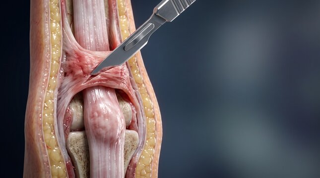 3D Anatomical Diagram of A1 Pulley Surgical Release for Trigger Finger Relief