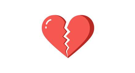 Fototapeta premium A vivid vector icon featuring a broken red heart, powerfully symbolizing heartbreak, the painful end of a relationship, emotional loss, and feelings of separation or sorrow