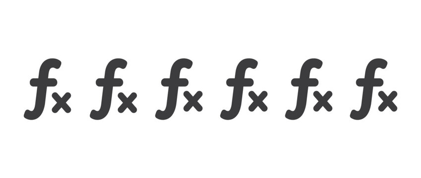 Mathematical function symbols fx isolated on transparent background. Algebraic notation symbols for equations. Function symbols, variables, operators. Minimalist design for educational materials,.