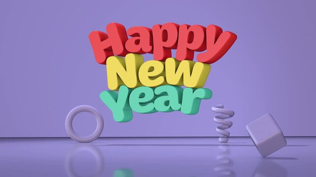 Happy New Year 2027 Colorful Toy Sculpture Animation