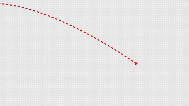 3d Animated airplane flying on dash line path. navigation journey graphic element.