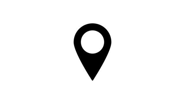 Black map pin location pointer icon isolated on white background