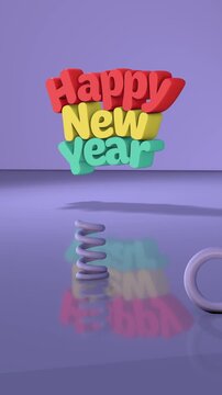Happy New Year 2027 Colorful Toy Sculpture Vertical 4K Animation