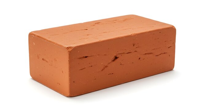 Single Red Clay Brick Isolated for Masonry Construction and Building Material Concepts