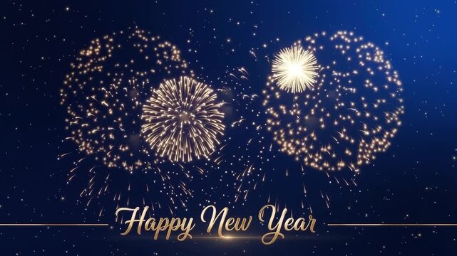 Celebration fireworks display exploding over starry night sky for new year eve party