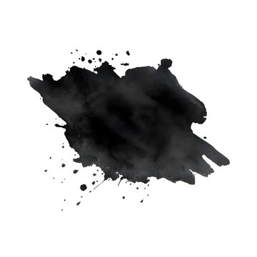 Black Friday watercolor wash. Perfect for banners, labels, backgrounds, and brushes. Features a texture reminiscent of black ink. Hand-drawn illustration on a transparent base.