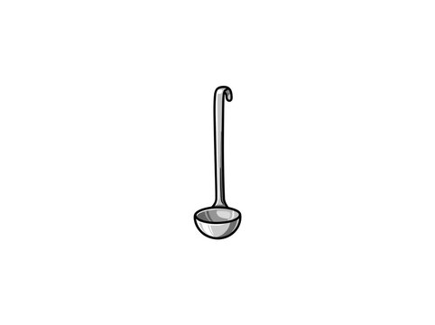 Stainless Steel Ladle Isolated On White Vector Illustration