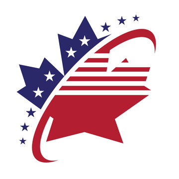 Canada and US border country logo, combination from abstract Canada and US flag, logo design vector.
