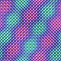 Seamless iridescent mermaid scale pattern in pink purple and teal © Secret