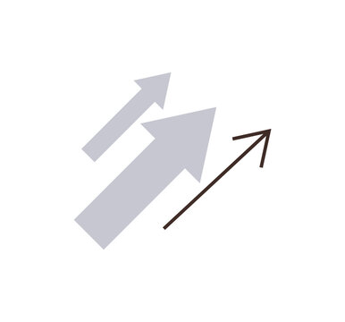 Three arrows pointing diagonally upward vector illustration. Business growth, financial success, market trends, career advancement, goal achievement, strategic planning. Triple pointers rising right
