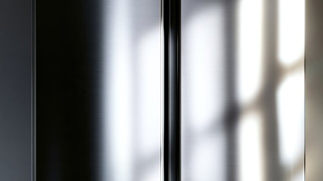 cleanliness. Close-up of a gleaming stainless steel kitchen appliance with reflective ambient light. product launch decks, UI/UX mockups, designed for product launches and innovation pitches.