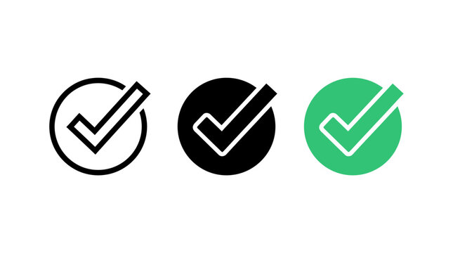 Checkmark Icon Vector Set for Approval Confirmation and Task Verification