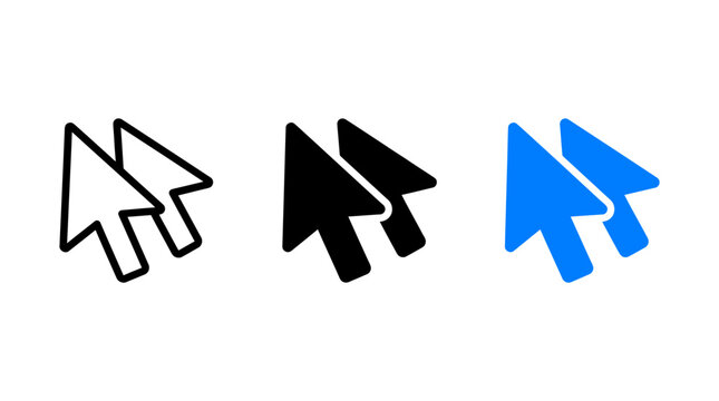Double Click Mouse Cursor Icon Design Variants and Web Interface Symbols