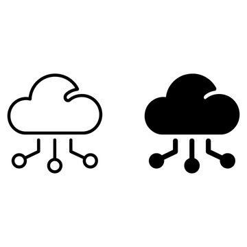 Cloud database network nodes data distribution web hosting vector icon