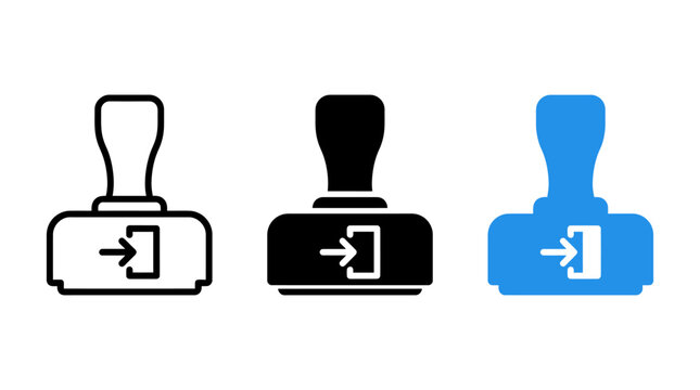 Exit stamp icon design set vector illustration with simple outline symbols