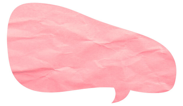 Irregular pink paper speech bubble with curved lower tail