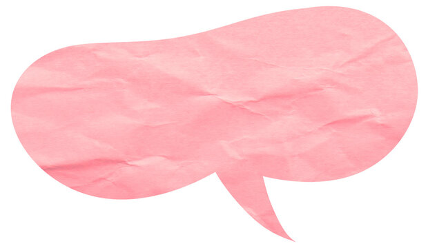 Long rounded pink paper speech bubble with curved tail