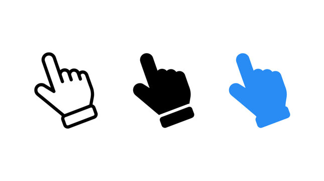 Grabbing and pointing cursor hand vector icon design set illustration