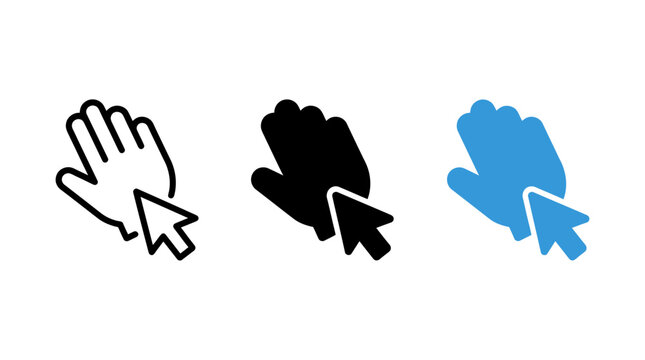 Grabbing and pointer cursor hand vector icons set for web and interface