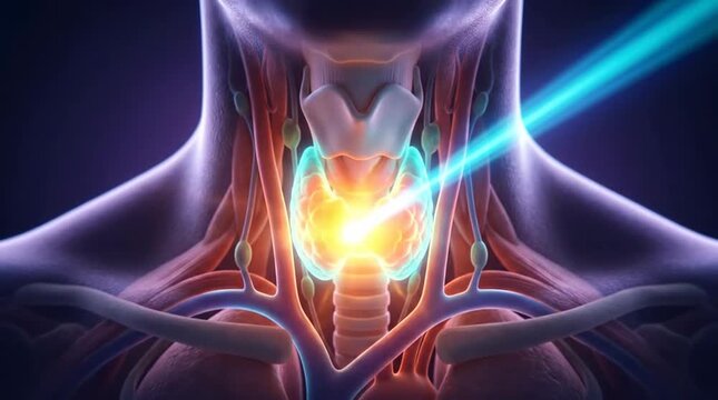 High Quality 3D Medical Visualization of Laser Therapy Treatment on Human Thyroid Gland Anatomy
